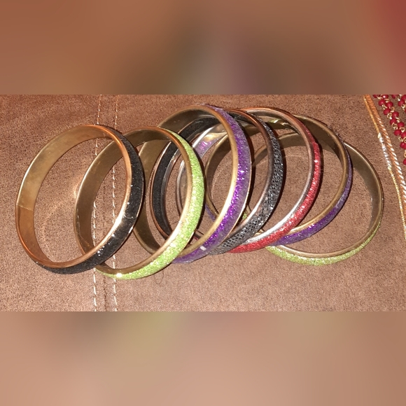 Bundle sequin crystalline bangle bracelets multicolored - Picture 8 of 10